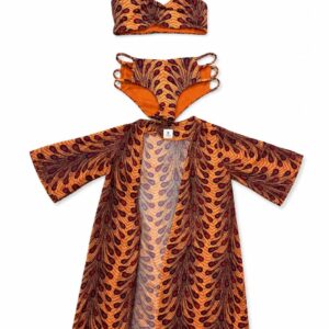 Three-piece set Striking orange and burgundy
